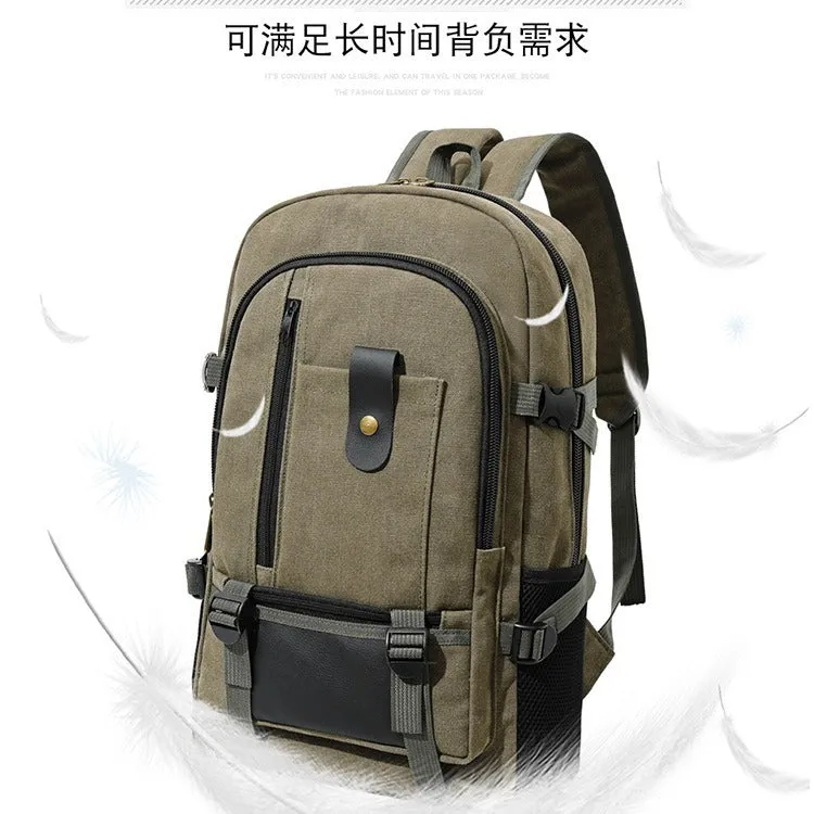 [Wear-Resistant Canvas] Large Capacity Backpack Travel Backpack Trendy Fashionable Man Women's Middle College Students Bag