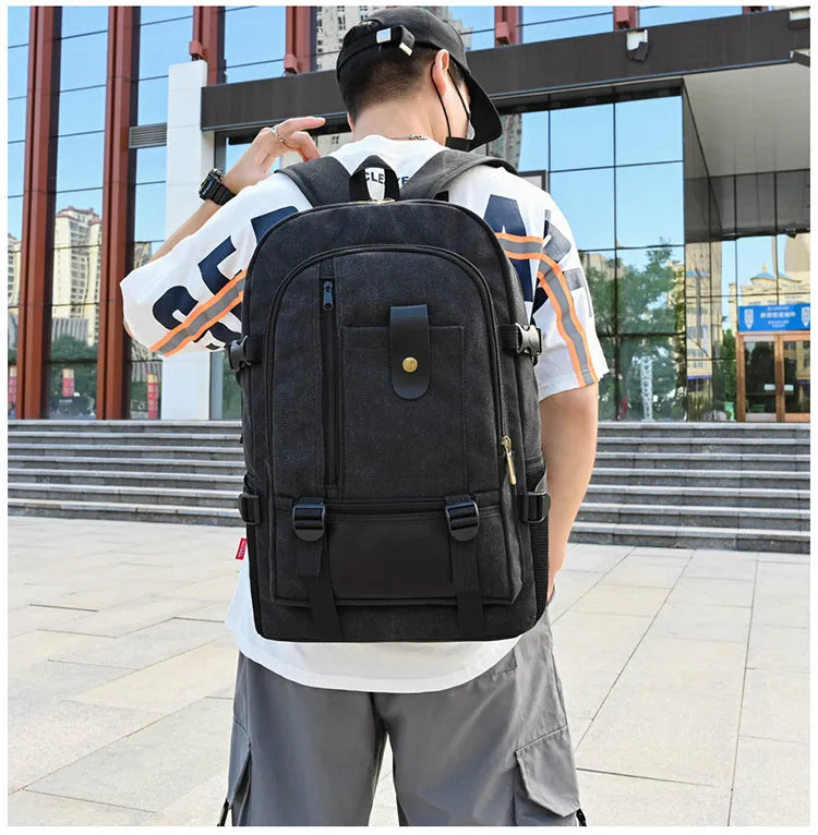 [Wear-Resistant Canvas] Large Capacity Backpack Travel Backpack Trendy Fashionable Man Women's Middle College Students Bag