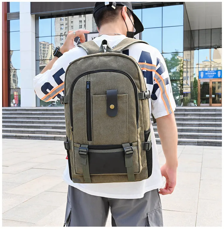 [Wear-Resistant Canvas] Large Capacity Backpack Travel Backpack Trendy Fashionable Man Women's Middle College Students Bag