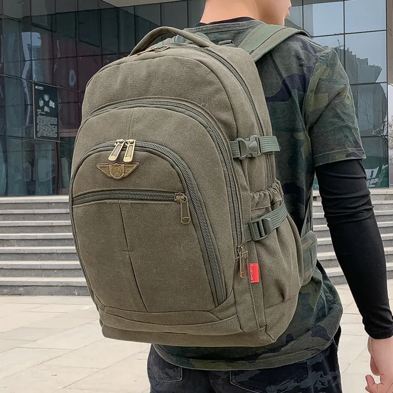[Wear-Resistant Canvas] Large Capacity Backpack Travel Backpack Trendy Fashionable Man Women's Middle College Students Bag