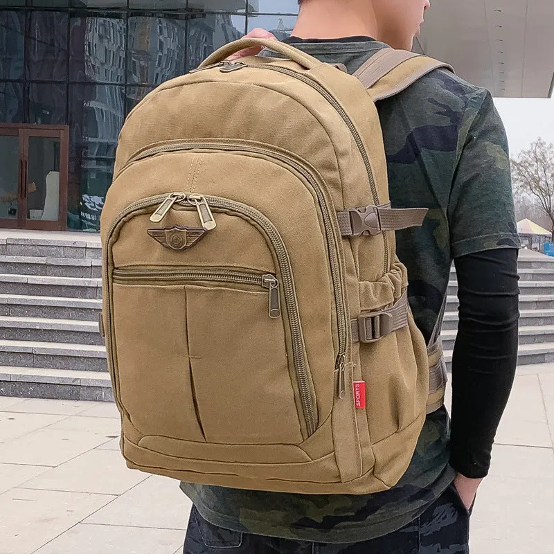 [Wear-Resistant Canvas] Large Capacity Backpack Travel Backpack Trendy Fashionable Man Women's Middle College Students Bag