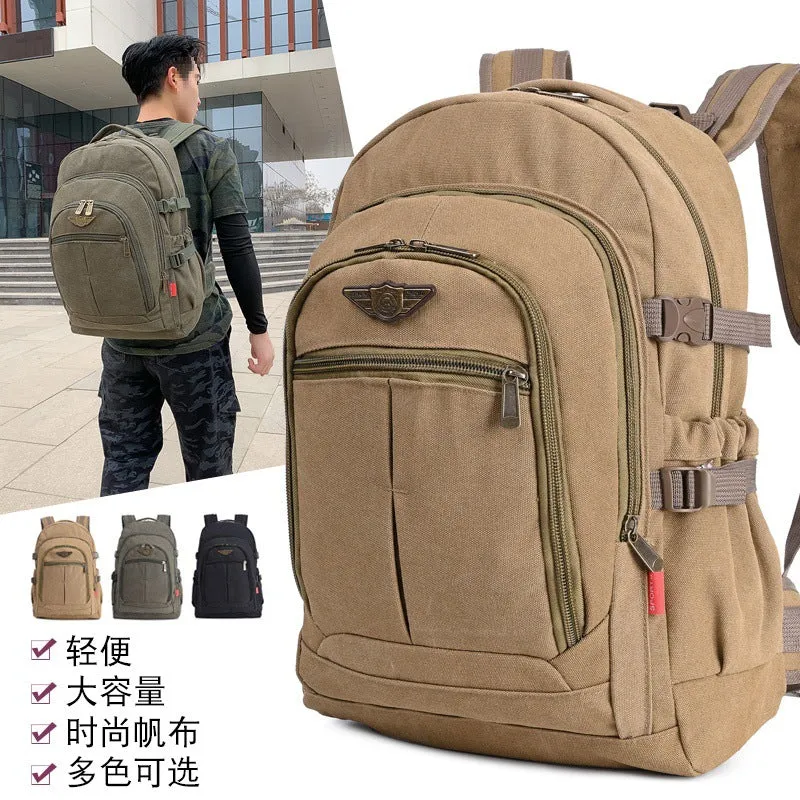 [Wear-Resistant Canvas] Large Capacity Backpack Travel Backpack Trendy Fashionable Man Women's Middle College Students Bag