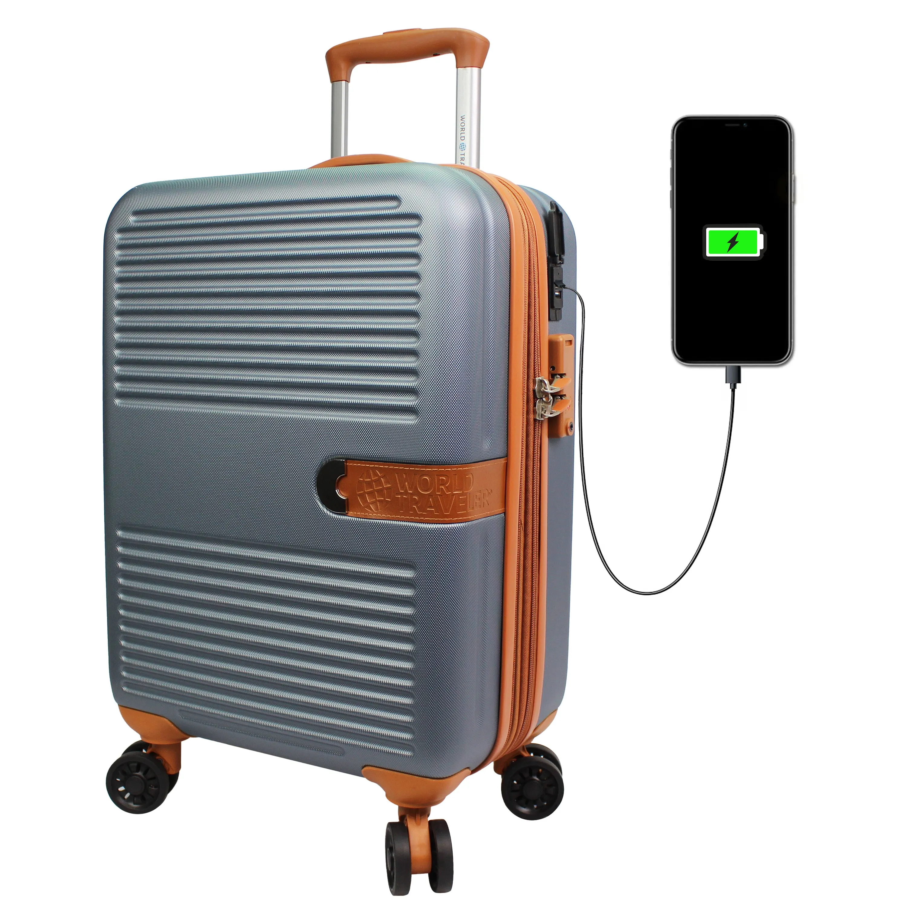 World Traveler Garland Hardside 3-Piece Luggage Set With USB Port