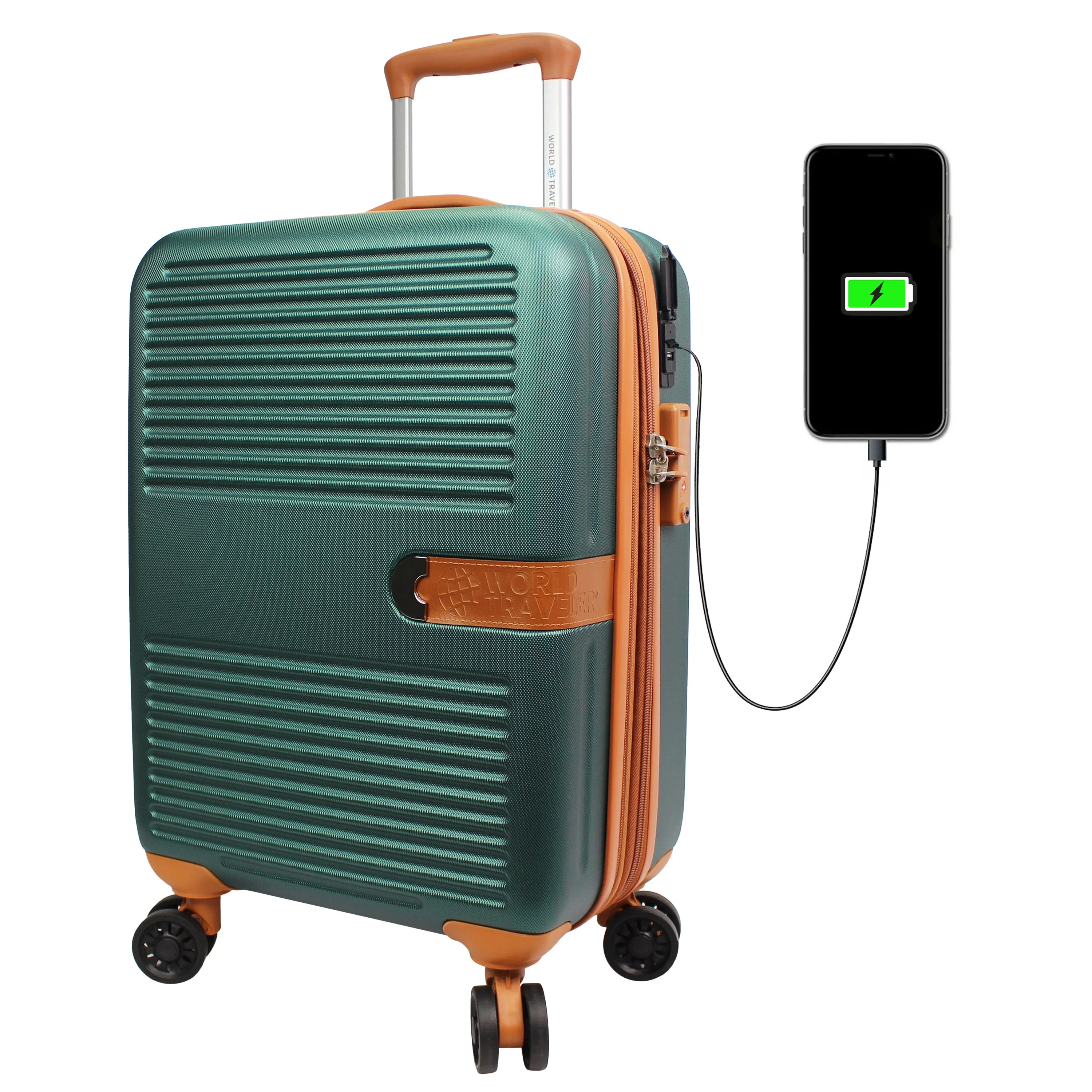 World Traveler Garland Hardside 3-Piece Luggage Set With USB Port