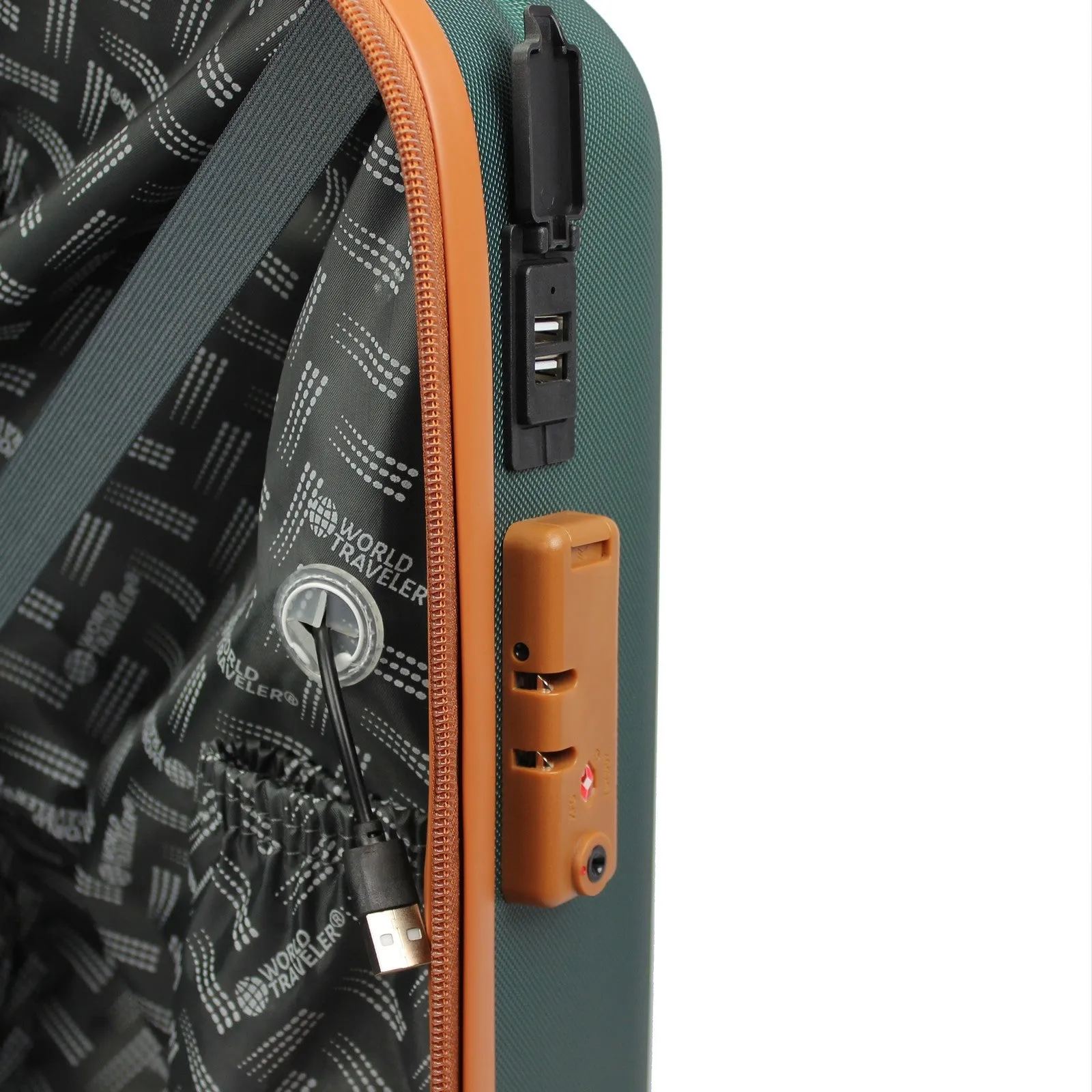 World Traveler Garland Hardside 3-Piece Luggage Set With USB Port