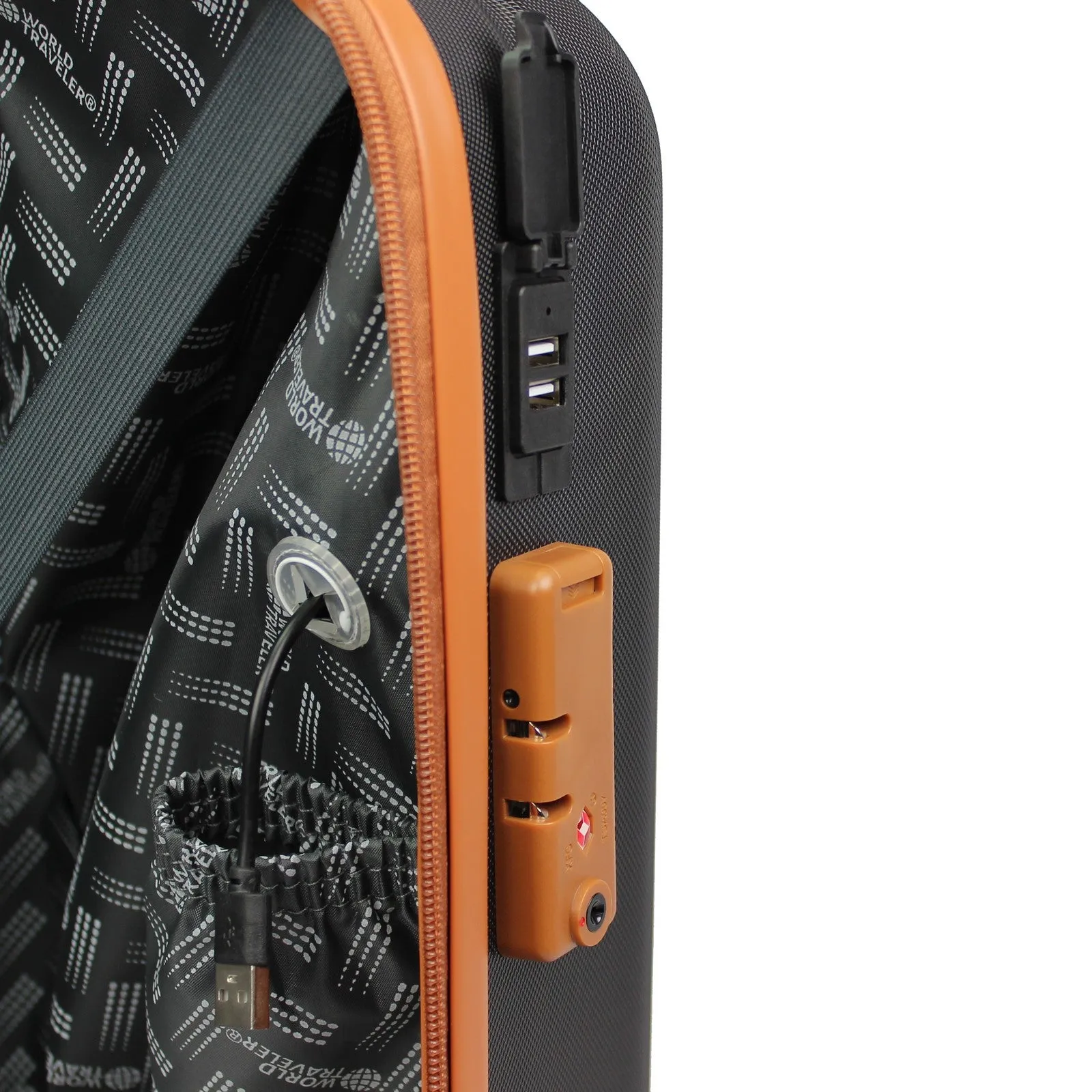 World Traveler Garland Hardside 3-Piece Luggage Set With USB Port