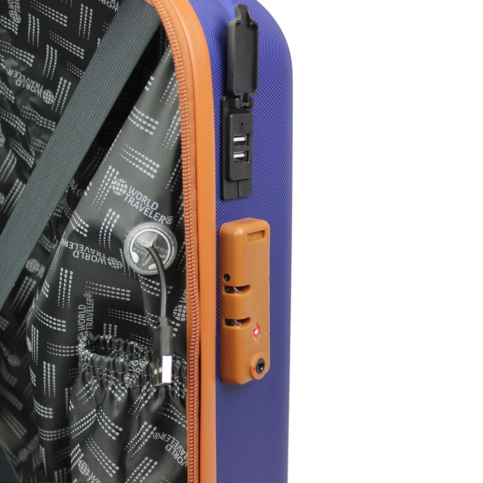World Traveler Garland Hardside 3-Piece Luggage Set With USB Port