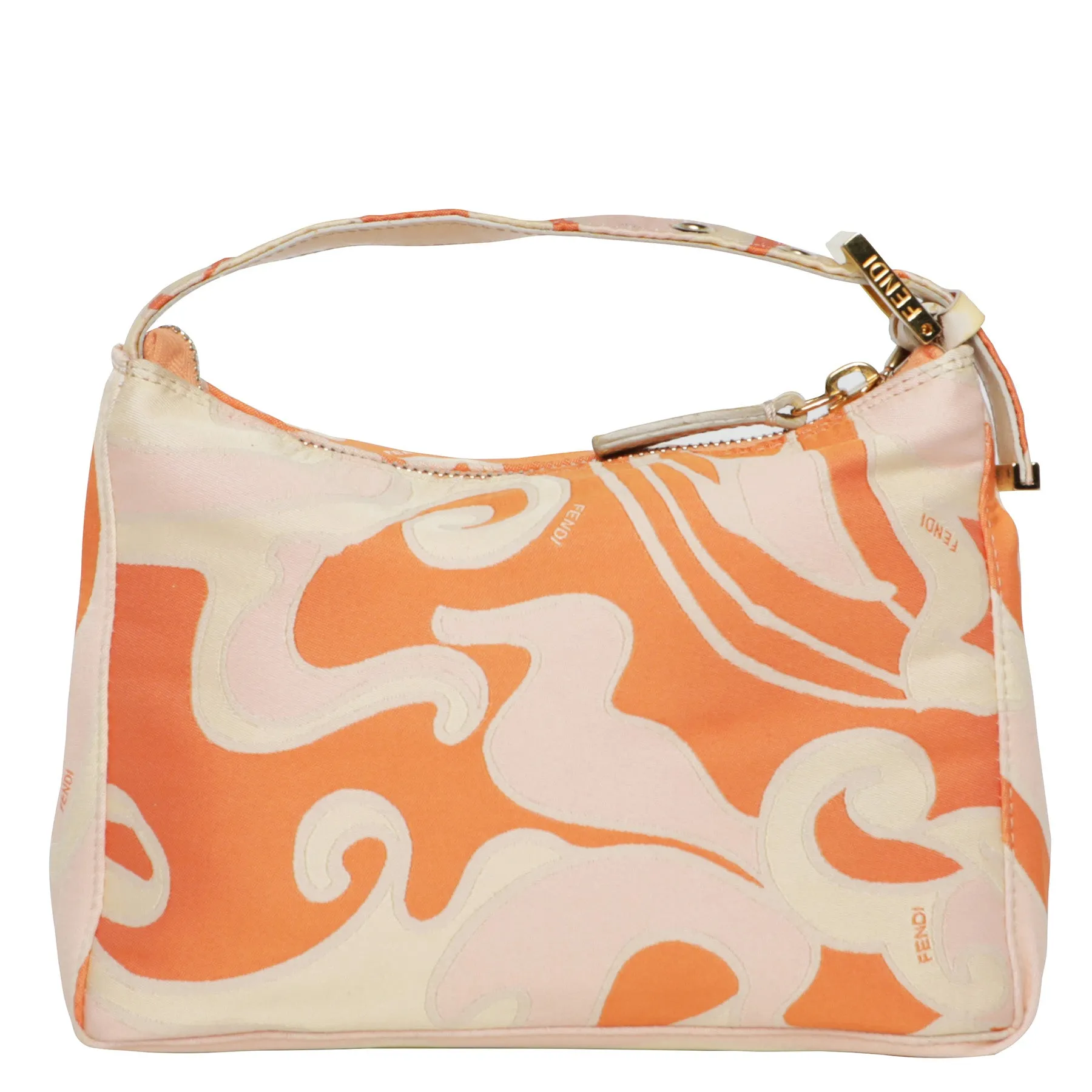 Y2K Fendi 70s Print FF Logo Mini Shoulder Shoulder Baguette Pochette Bag