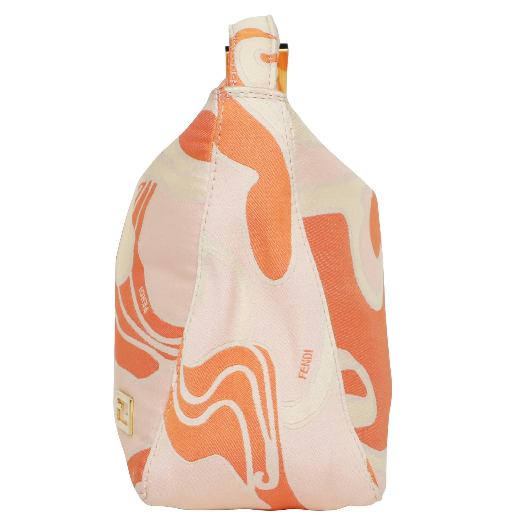 Y2K Fendi 70s Print FF Logo Mini Shoulder Shoulder Baguette Pochette Bag