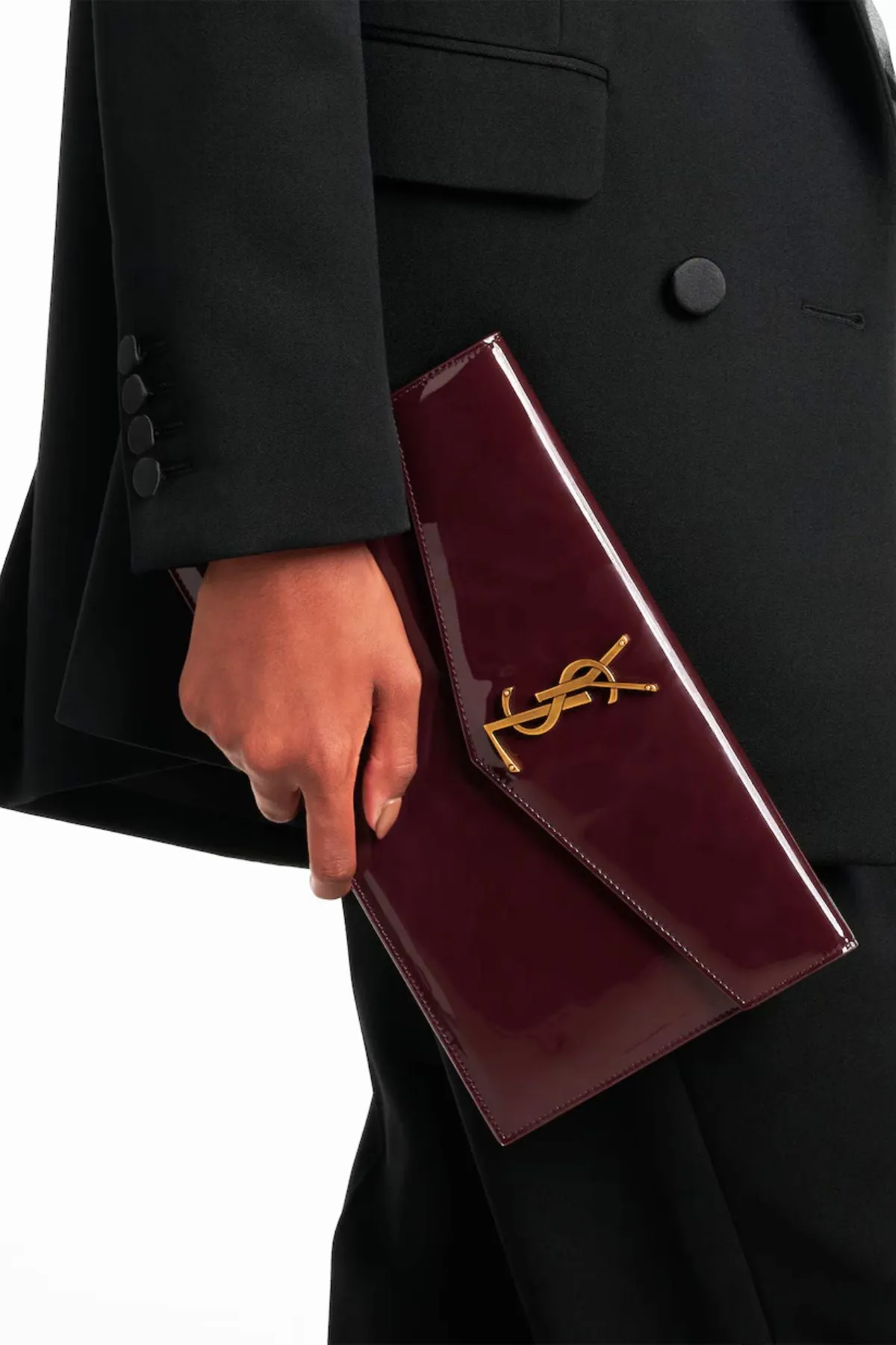 YSL Uptown Clutch (Dark Red)